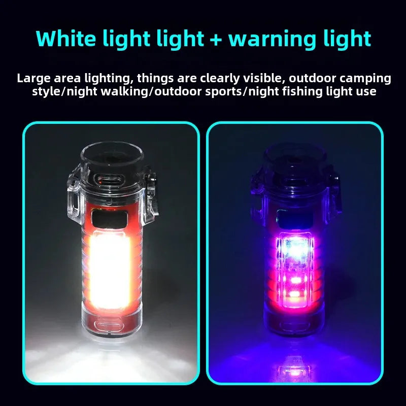 New Heating Wire Lighter Outdoor Adventure Multifunctional Electronic Cigarette Lighter Waterproof and Windproof Double Arc Flashlight