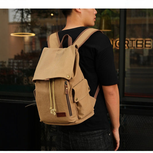 Canvas fashion trend korean large capacity student backpack men's and women's travel computer backpack
