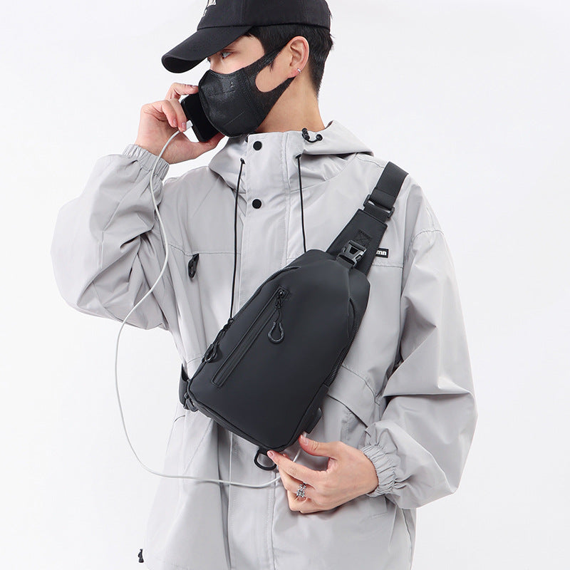 Cross-border new men's chest bag, casual large-capacity shoulder bag, crossbody bag, printable logo, water-repellent trend backpack