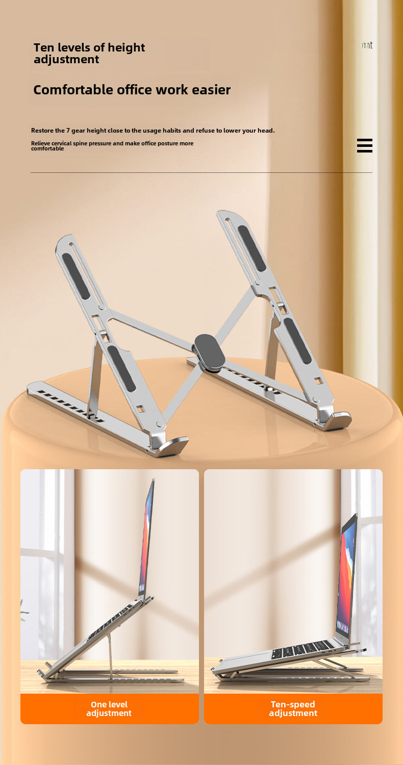 The new cross-border desktop laptop stand folds and dissipates heat dissipation with ten levels of adjustment aluminum alloy laptop stand