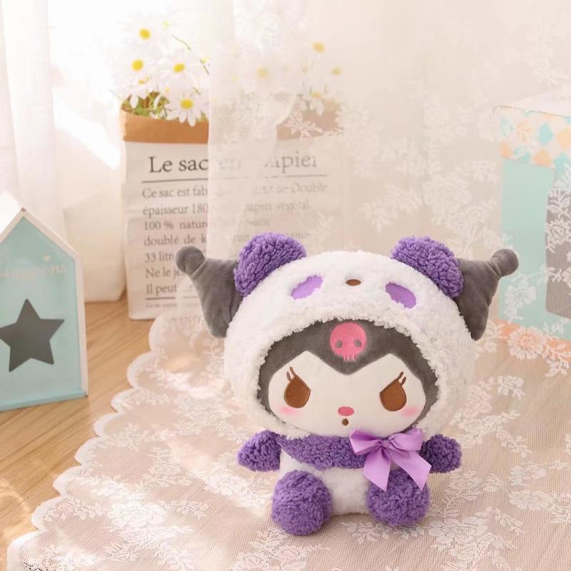 Cartoon Melody cross-dressing panda doll plush toy girl bedside sleeping companion soothing doll rag doll