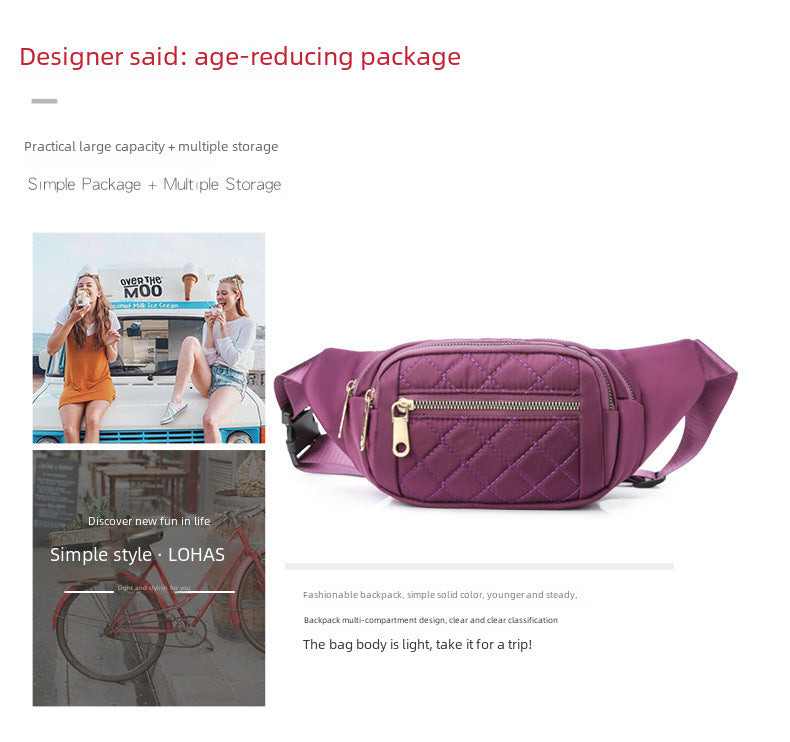 Waist bagKorean version men's multi-functional large-capacity mobile phone bag, embroidered thread waist bag, high-quality chest bag, cross-body women's versatile