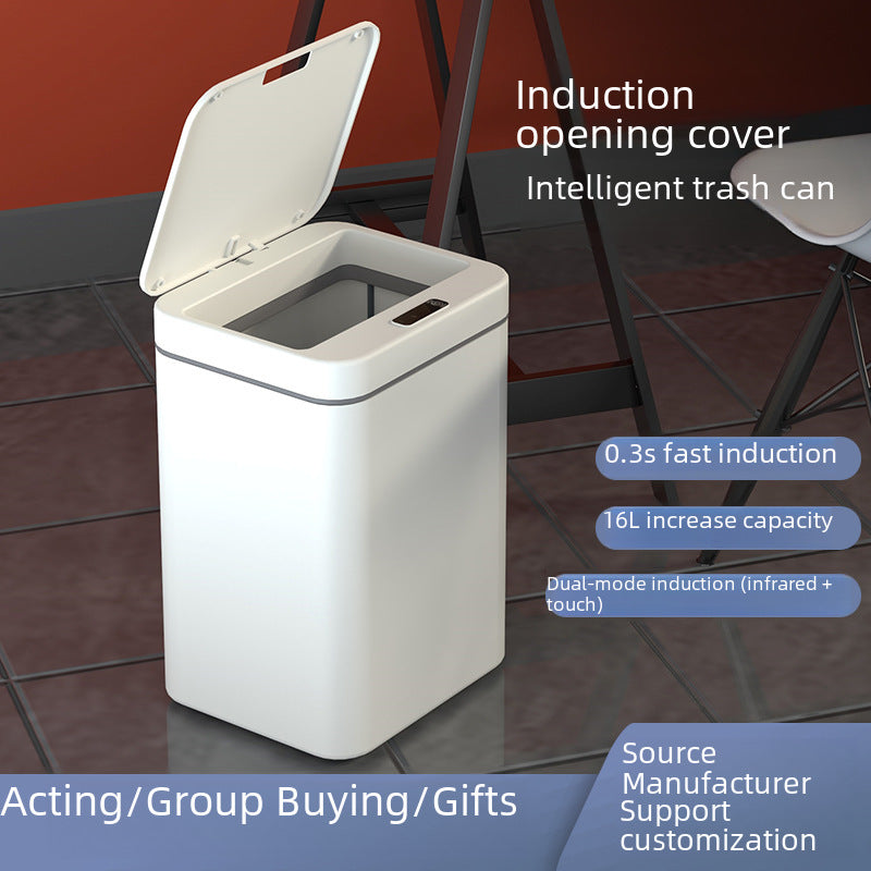 Intelligent induction trash can fully automatic with cover home living room kitchen bedroom bathroom creative classification trash can