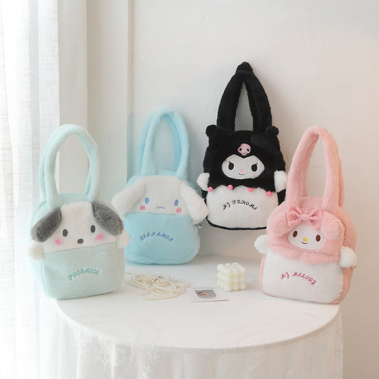 Cartoon Melody plush handbag wholesale children's outing handbag outing handbag picnic soft girl shoulder bag