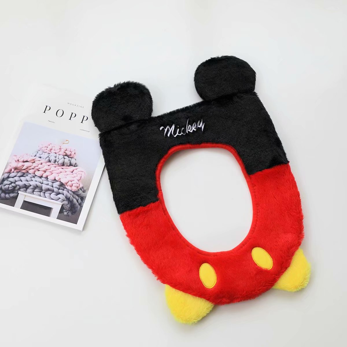 Cartoon Donald Duck Autumn and Winter Thickened Velcro Non-slip Plush Toilet Cover Cushion Cover Toilet Ferrule Soft Cushion