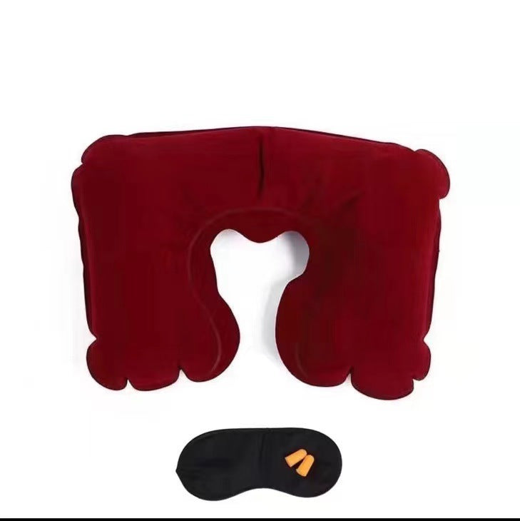 Travel Sanbao blackout eye mask, earplugs, inflatable pillow, U-shaped pillow, travel Sanbao inflatable pillow, aviation set U-shaped pillow
