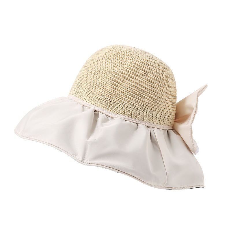 Sun Hat Women's UV Protection Sun Hat Foldable Vinyl Bucket Hat Cover Face Seaside Large Brim Sunshade Hat