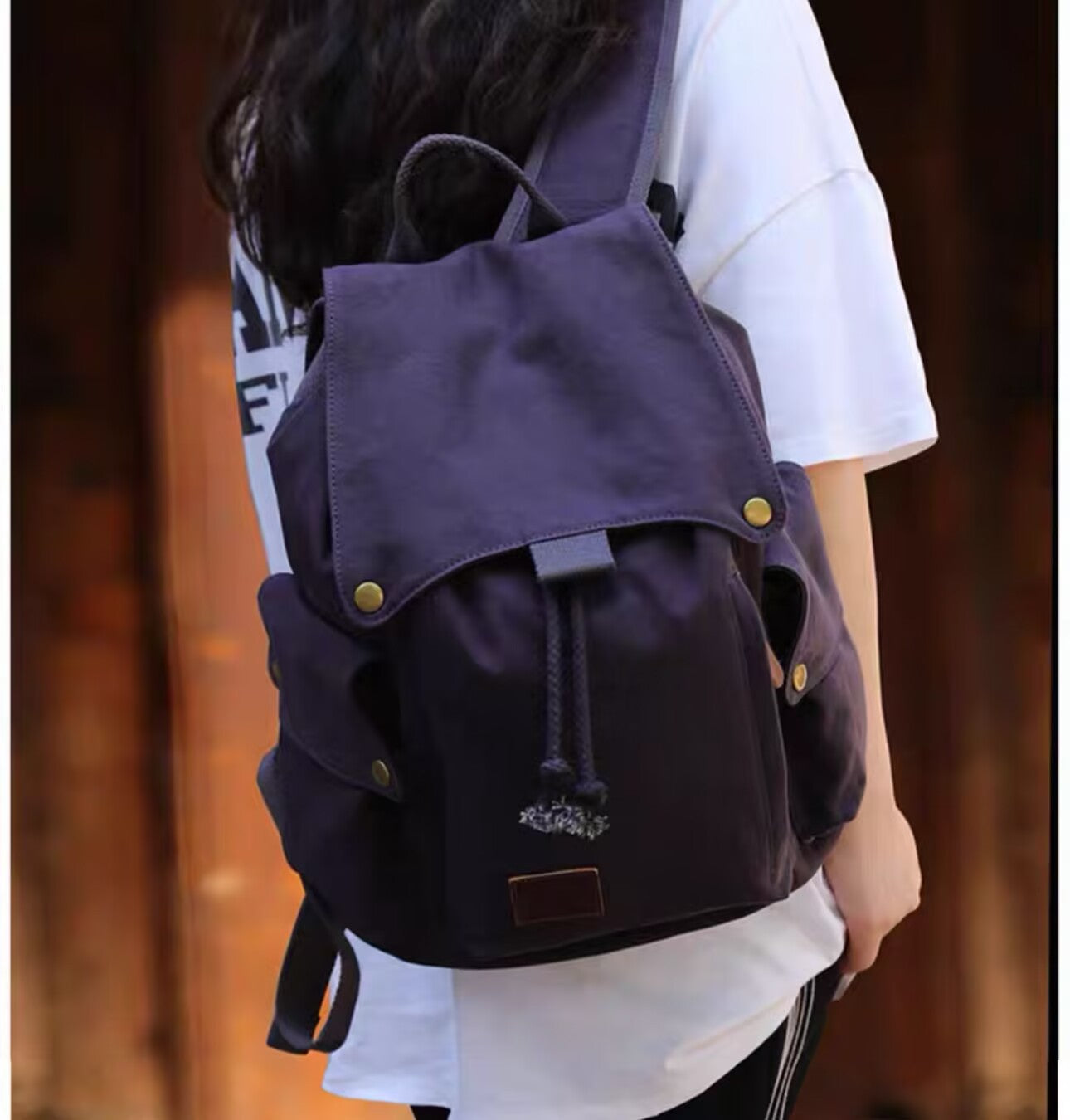 Canvas fashion trend korean large capacity student backpack men's and women's travel computer backpack