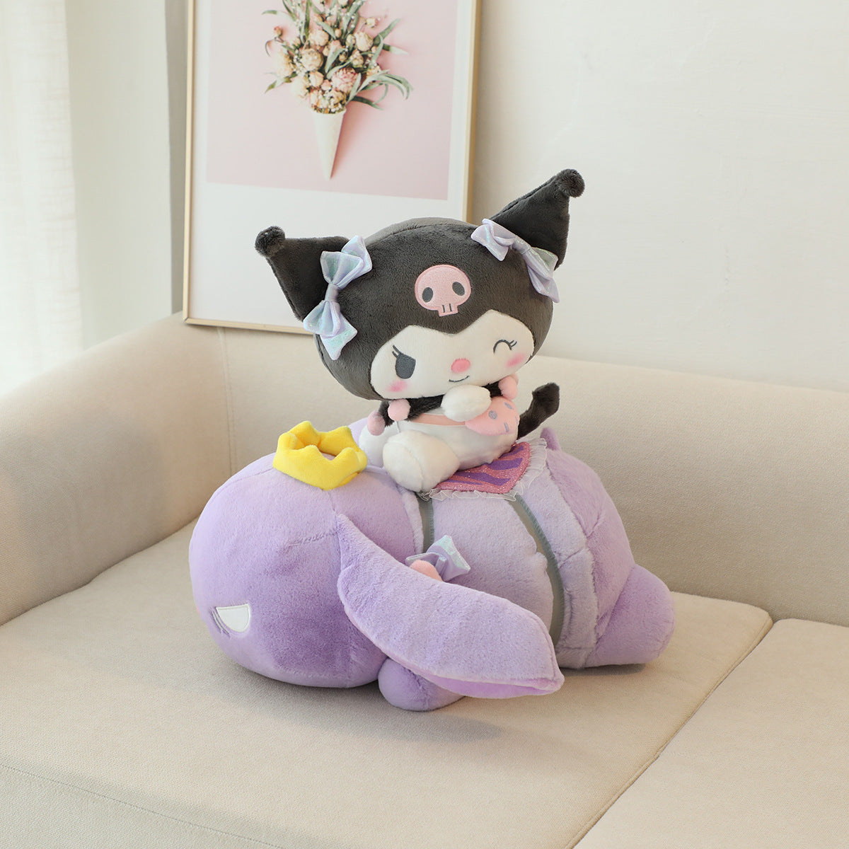 Cute girly heart plush doll pillow bedroom girl sleeping special kulomi devil sofa doll pillow