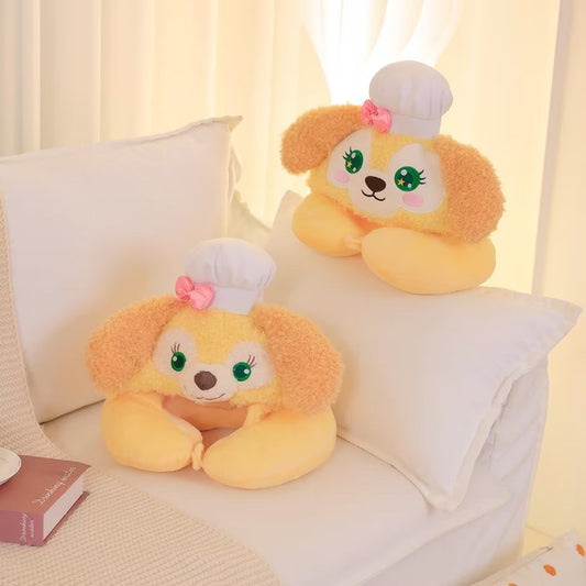 Cute plush chef dog hooded u-neck pillow travel plane with hat u-pillow nap pillow girl gift