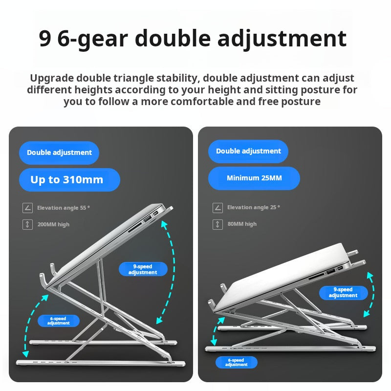 Cross-border N8 double-layer laptop stand, aluminum alloy tablet computer radiator, foldable storage, increased shelf