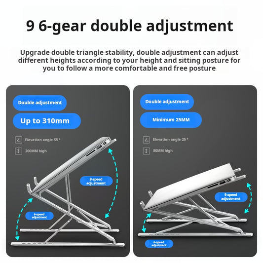 Cross-border N8 double-layer laptop stand, aluminum alloy tablet computer radiator, foldable storage, increased shelf