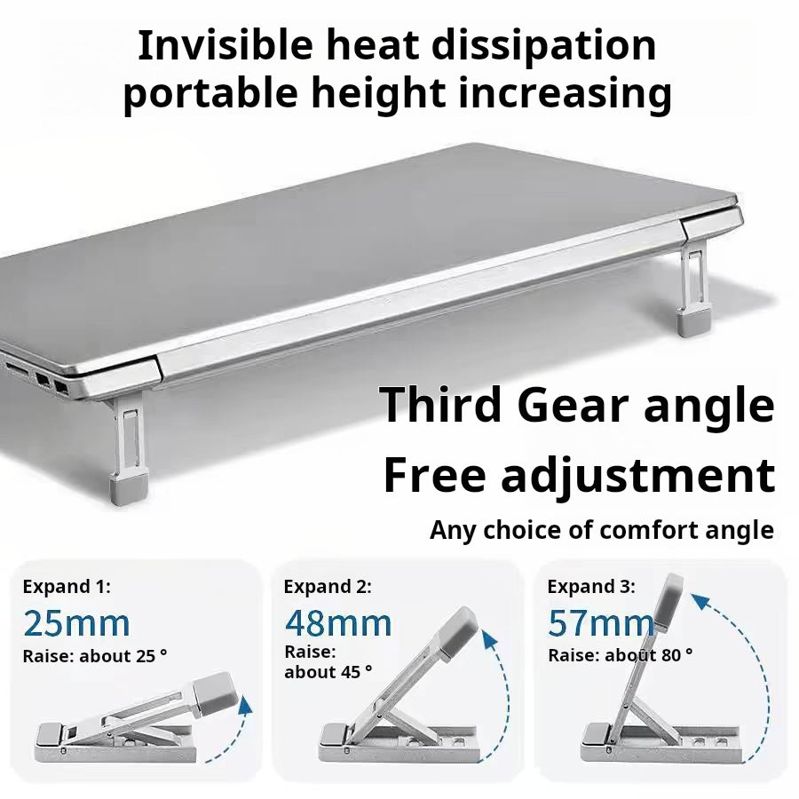Cross-border zinc alloy notebook stand creative three-speed adjustable invisible portable heightened heat dissipation tablet holder